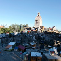 Small salf made houses for the holy Difunta Correa in Vallecito
